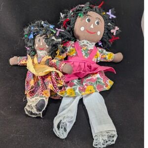Vintage Souvenir Rag Dolls North Carolina and Belize Central America Lot of 2